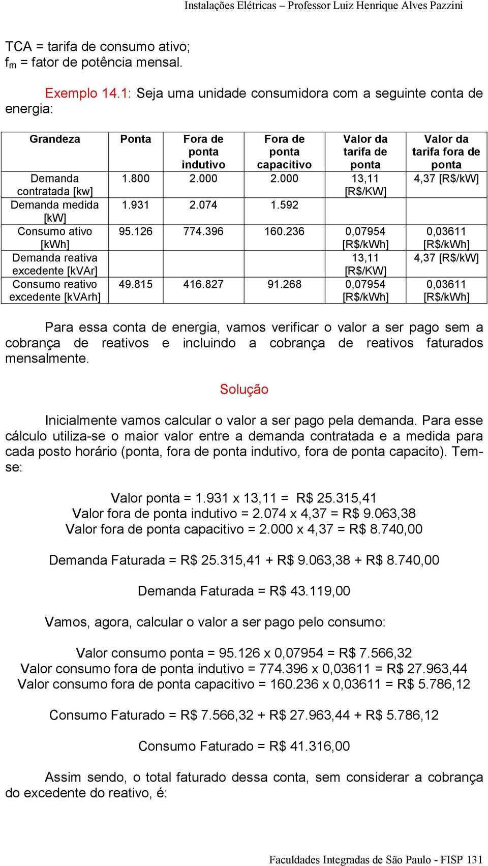 Consumo reativo excedente [kvarh] Fora de ponta capacitivo Valor da tarifa de ponta 1.800 2.000 2.000 13,11 [R$/KW] 1.931 2.074 1.592 95.126 774.396 160.236 0,07954 [R$/kWh] 13,11 [R$/KW] 49.815 416.