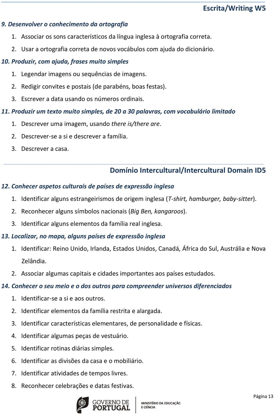 Redigir convites e postais (de parabéns, boas festas). 3. Escrever a data usando os números ordinais. 11. Produzir um texto muito simples, de 20 a 30 palavras, com vocabulário limitado 1.