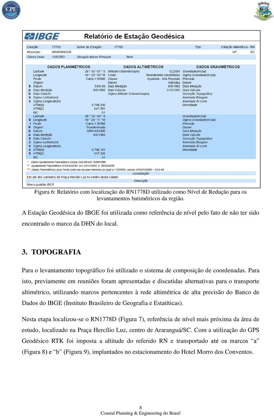 TOPOGRAFIA Para o levantamento topográfico foi utilizado o sistema de composição de coordenadas.