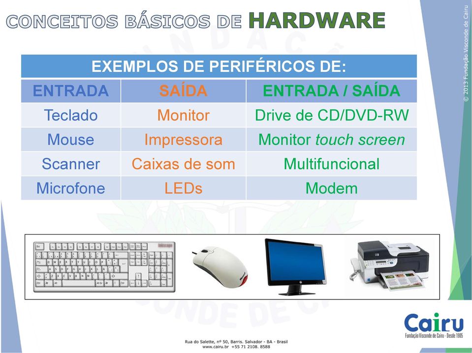 CD/DVD-RW Mouse Impressora Monitor touch