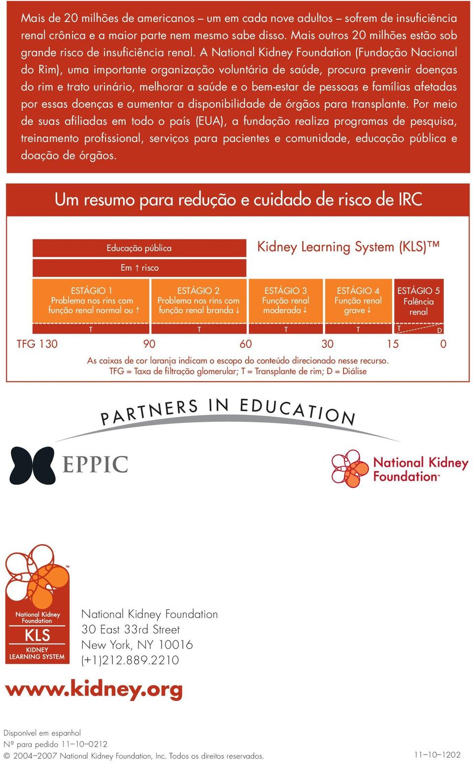 A National Kidney Foundation (Fundação Nacional do Rim), uma importante organização voluntária de saúde, procura prevenir doenças do rim e trato urinário, melhorar a saúde e o bem-estar de pessoas e