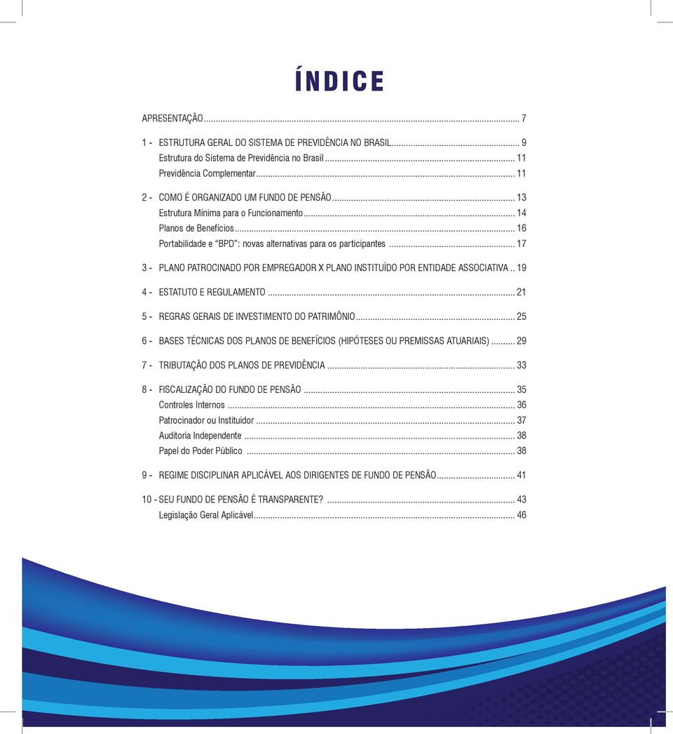 .. 17 3 - PLANO PATROCINADO POR EMPREGADOR X PLANO INSTITUÍDO POR ENTIDADE ASSOCIATIVA... 19 4 - ESTATUTO E REGULAMENTO... 21 5 - REGRAS GERAIS DE INVESTIMENTO DO PATRIMÔNIO.