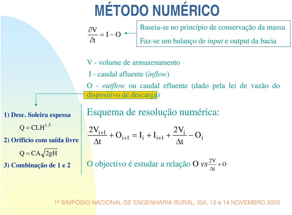 dispositivo de descarga) 1) Desc. Soleira espessa 1.