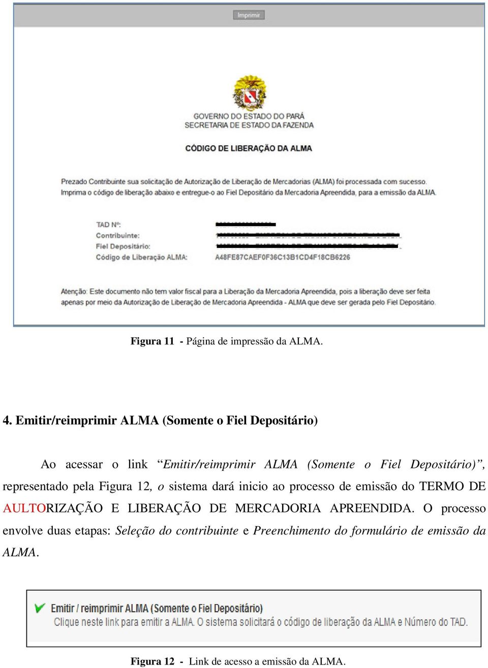 Depositário), representado pela Figura 12, o sistema dará inicio ao processo de emissão do TERMO DE AULTORIZAÇÃO