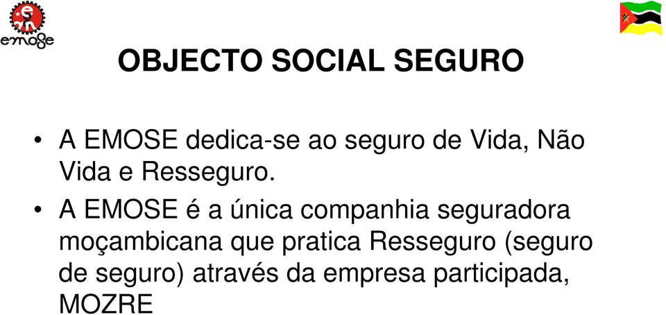 A EMOSE é a única companhia seguradora moçambicana