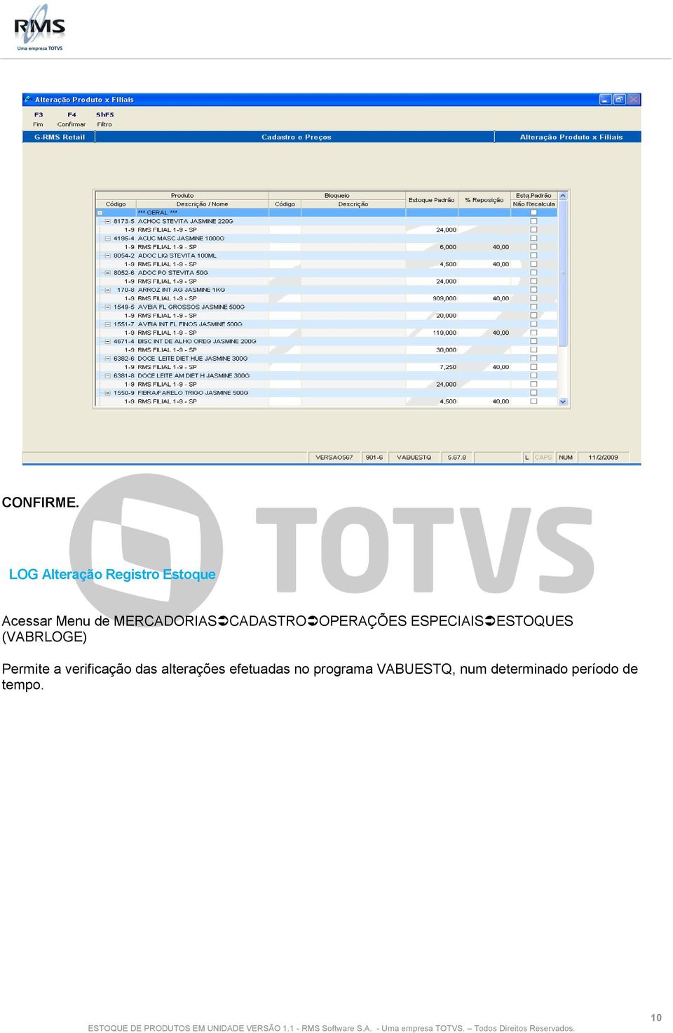 MERCADORIAS CADASTRO OPERAÇÕES ESPECIAIS ESTOQUES