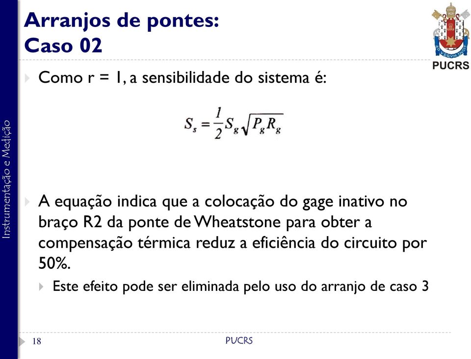 Wheatstone para obter a compensação térmica reduz a eficiência do