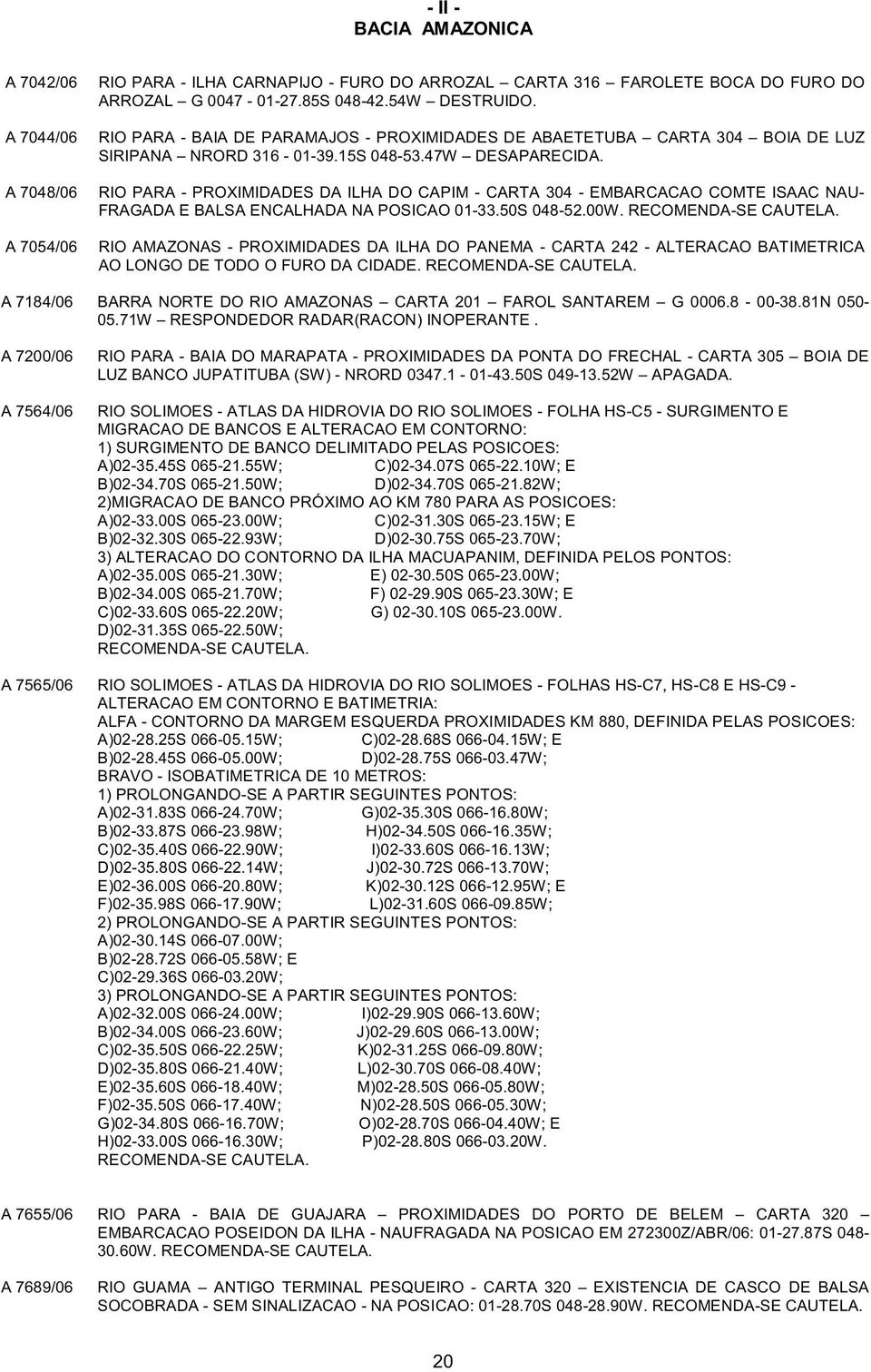 RIO PARA - PROXIMIDADES DA ILHA DO CAPIM - CARTA 304 - EMBARCACAO COMTE ISAAC NAU- FRAGADA E BALSA ENCALHADA NA POSICAO 01-33.50S 048-52.00W. RECOMENDA-SE CAUTELA.