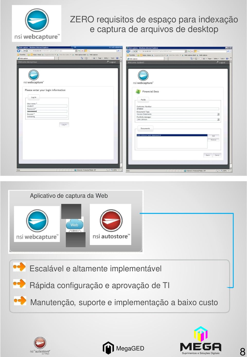 Escalável e altamente implementável Rápida configuração e