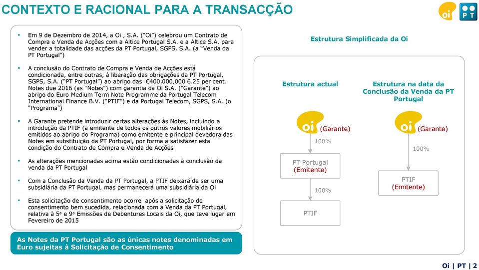 25 per cent. Notes due 2016 (as Notes ) com garantia da Oi S.A. ( Garante ) ao abrigo do Euro Medium Term Note Programme da Portugal Telecom International Finance B.V.