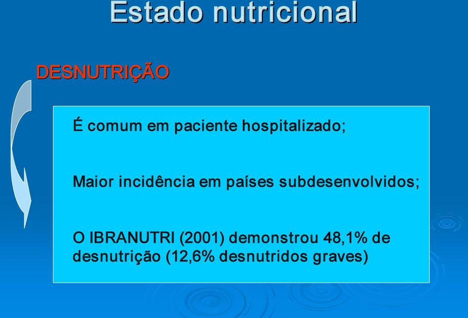 países subdesenvolvidos; O IBRANUTRI (2001)