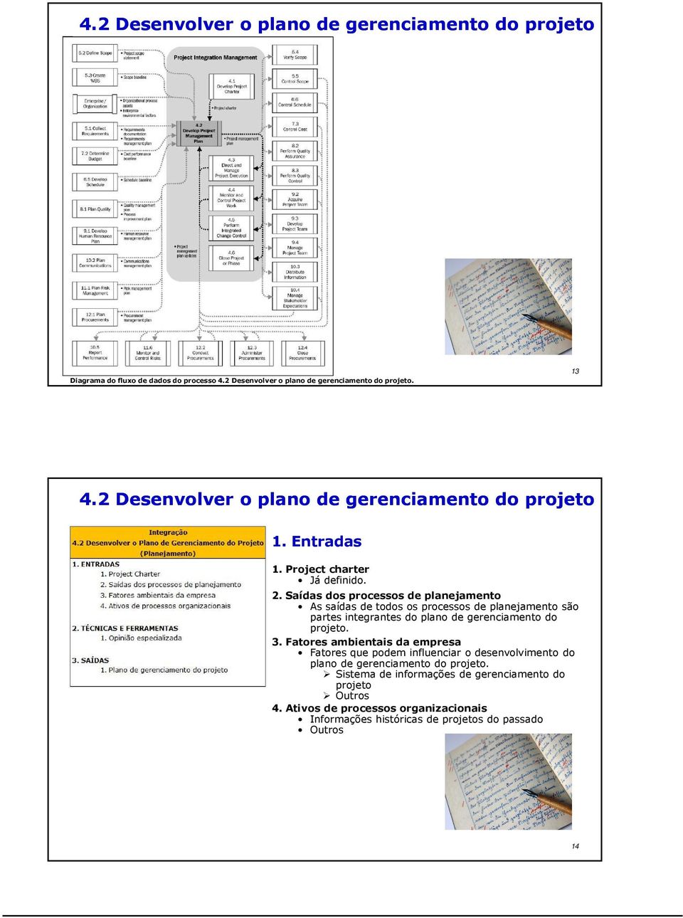 Saídas dos processos de planejamento As saídas de todos os processos de planejamento são partes integrantes do plano de gerenciamento do projeto. 3.