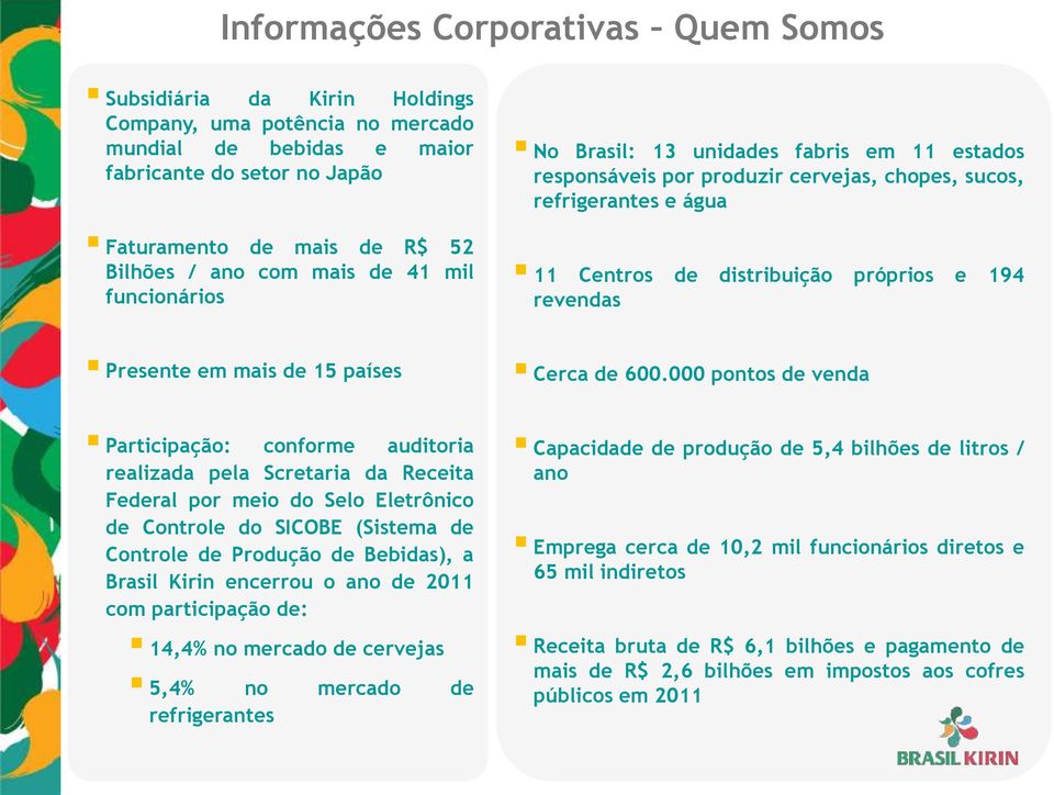 Presente em mais de 15 países Cerca de 600.