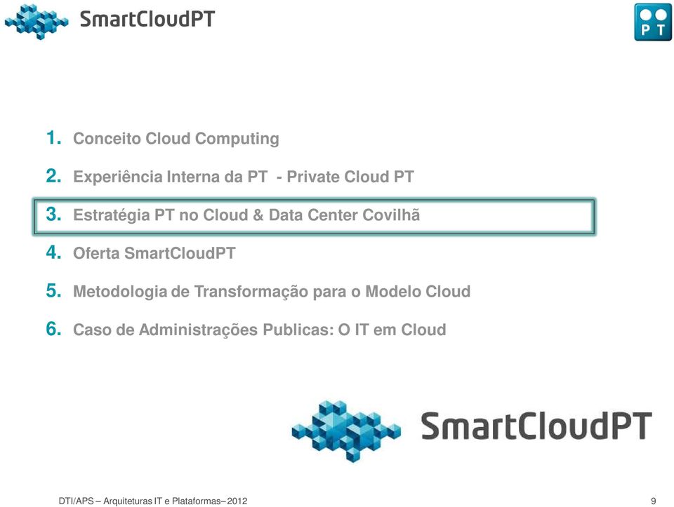 Estratégia PT no Cloud & Data Center Covilhã 4. Oferta SmartCloudPT 5.