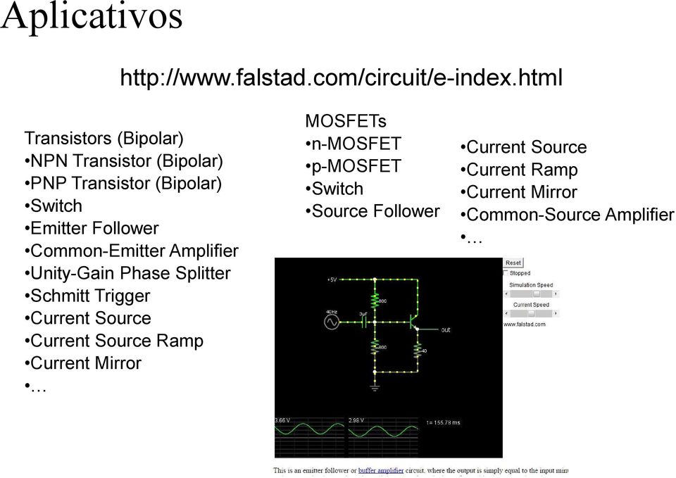 Follower Common-Emitter Amplifier Unity-Gain Phase Splitter Schmitt Trigger Current Source