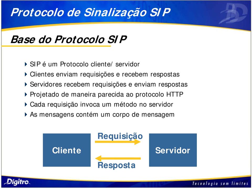 Projetado de maneira parecida ao protocolo HTTP Cada requisição invoca um método