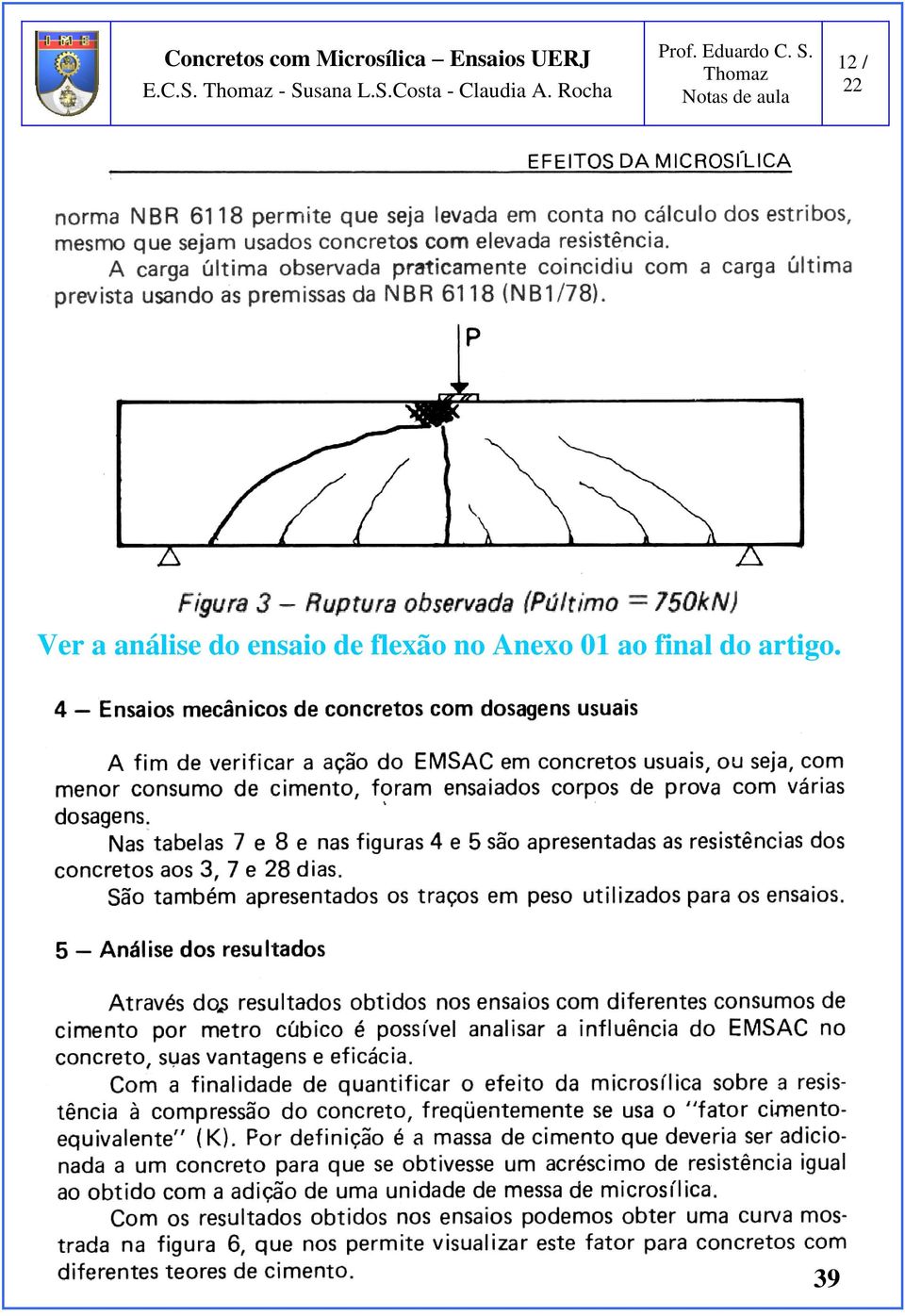 ensaio de flexão no Anexo 01