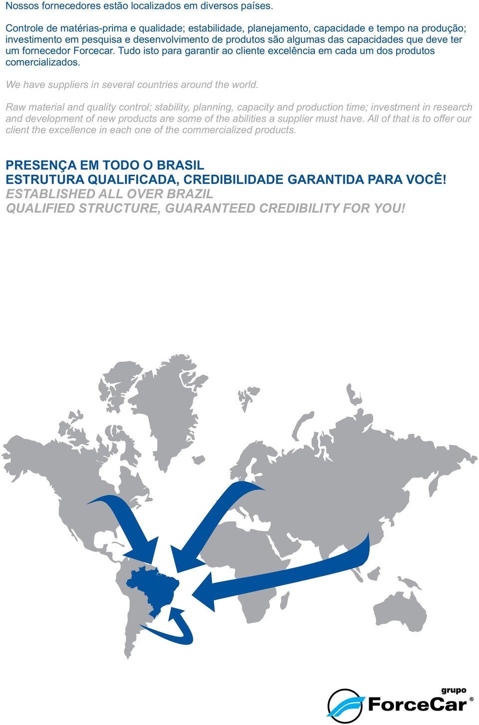 fornecedor Forcecar. Tudo isto para garantir ao cliente excelência em cada um dos produtos comercializados. We have suppliers in several countries around the world.