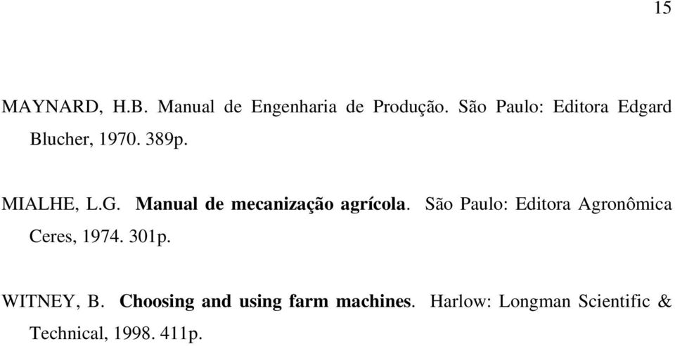 Manual de mecanização agrícola.