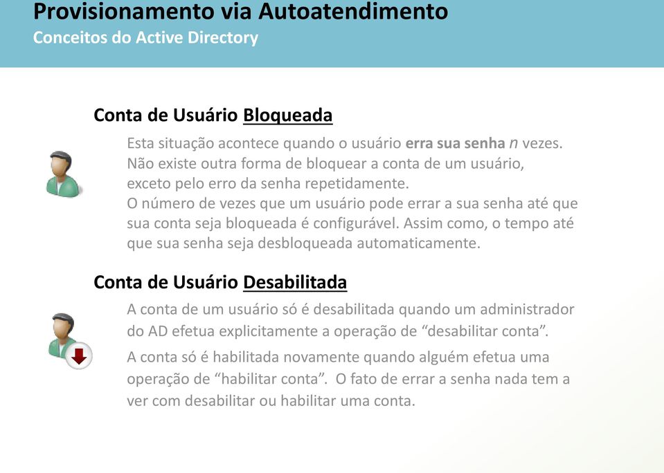 O número de vezes que um usuário pode errar a sua senha até que sua conta seja bloqueada é configurável. Assim como, o tempo até que sua senha seja desbloqueada automaticamente.