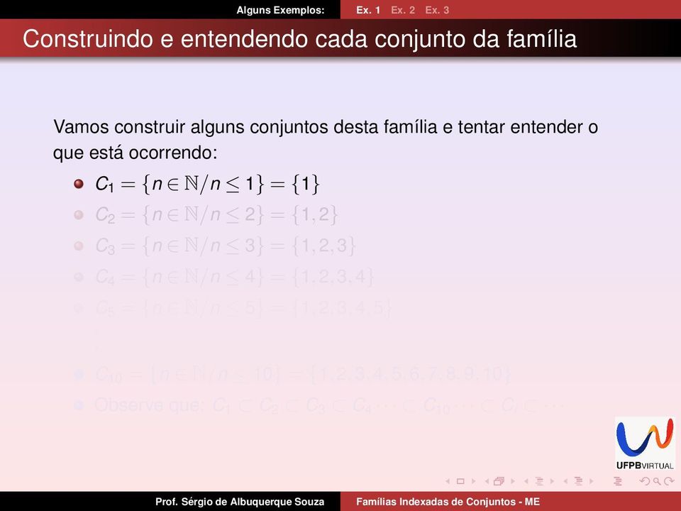 1} = {1} C 2 = {n N/n 2} = {1,2} C 3 = {n N/n 3} = {1,2,3} C 4 = {n N/n 4} = {1,2,3,4} C 5 =