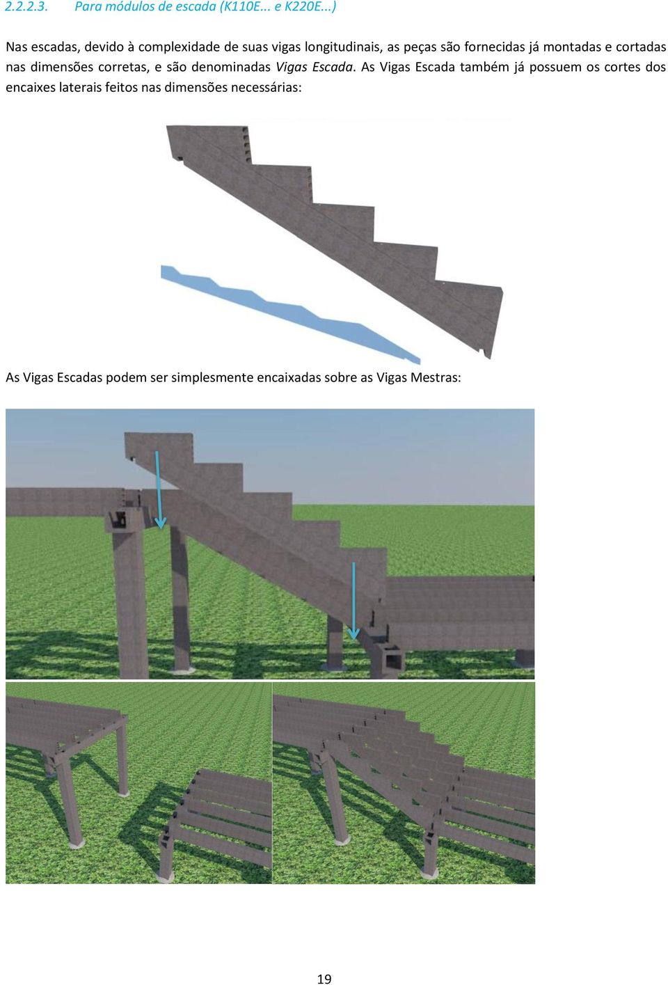 montadas e cortadas nas dimensões corretas, e são denominadas Vigas Escada.