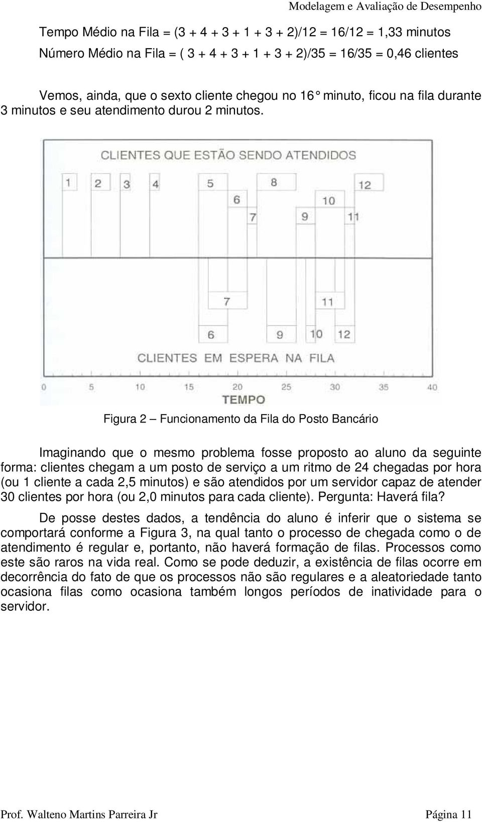 Figura 2 Funcionamento da Fila do Posto Bancário Imaginando que o mesmo problema fosse proposto ao aluno da seguinte forma: clientes chegam a um posto de serviço a um ritmo de 24 chegadas por hora