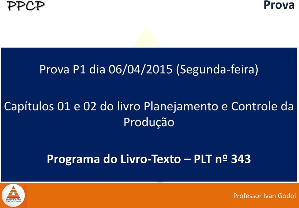 do livro Planejamento e Controle da