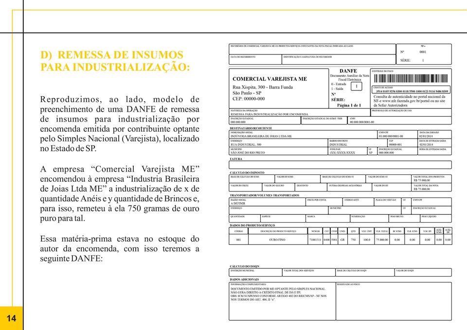 A empresa Comercial Varejista ME encomendou à empresa Industria Brasileira de Joias Ltda ME a industrialização de x de quantidade Anéis e y