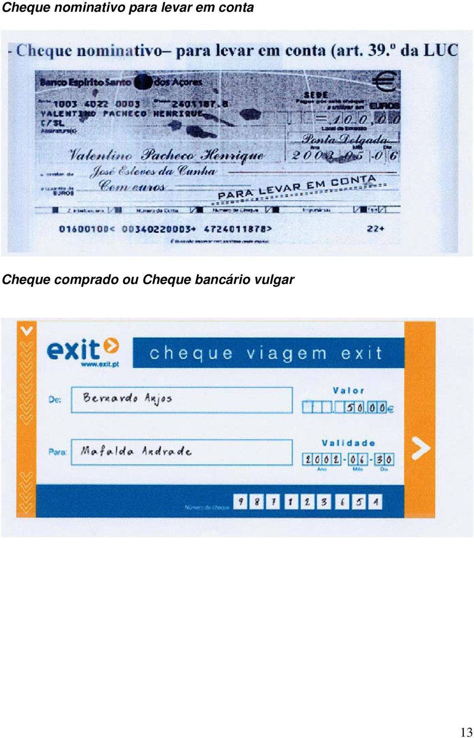 Cheque comprado ou