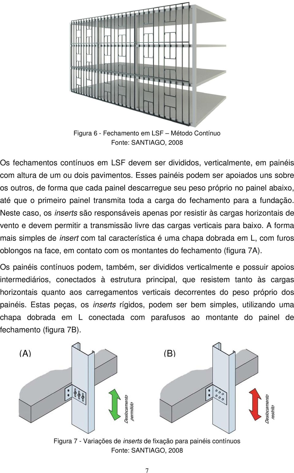 fundação. Neste caso, os inserts são responsáveis apenas por resistir às cargas horizontais de vento e devem permitir a transmissão livre das cargas verticais para baixo.