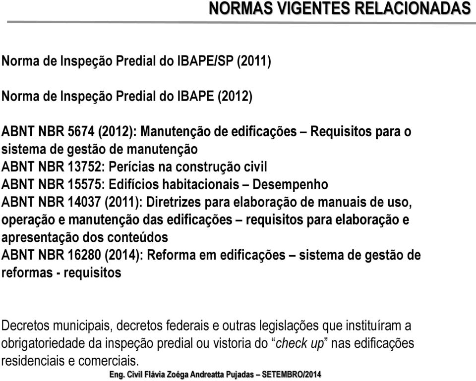 manuais de uso, operação e manutenção das edificações requisitos para elaboração e apresentação dos conteúdos ABNT NBR 16280 (2014): Reforma em edificações sistema de gestão de reformas