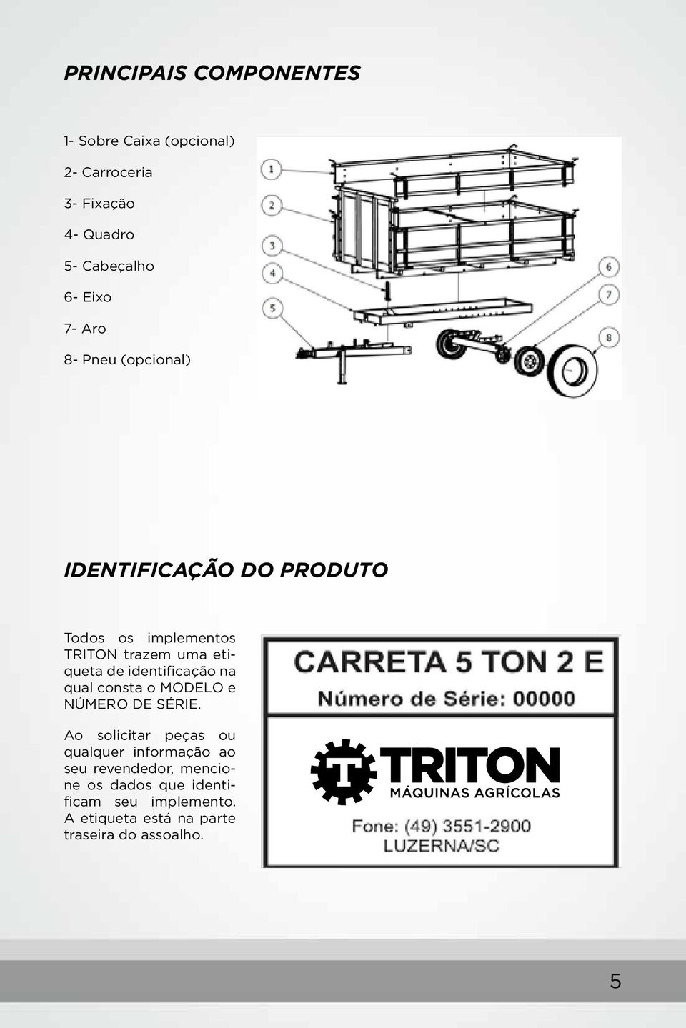 identificação na qual consta o MODELO e NÚMERO DE SÉRIE.