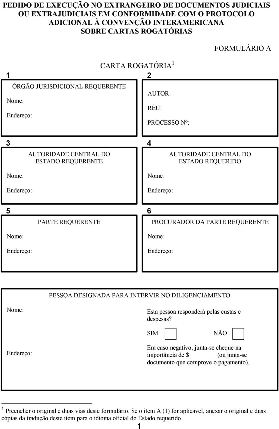 REQUERENTE PESSOA DESIGNADA PARA INTERVIR NO DILIGENCIAMENTO Esta pessoa responderá pelas custas e despesas?