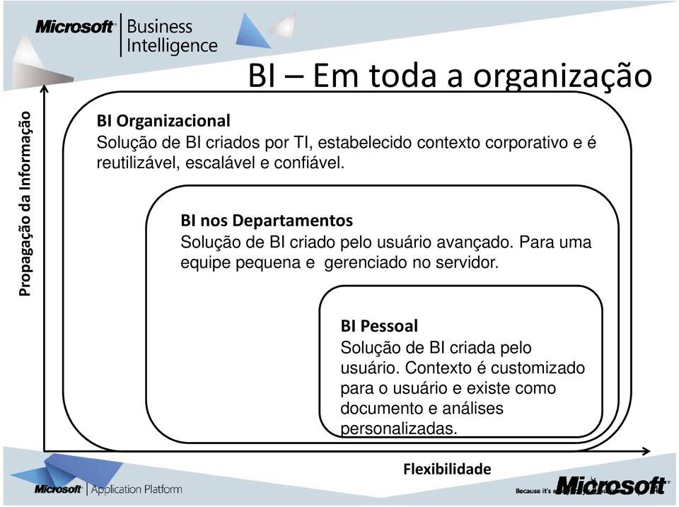 BI nos Departamentos Solução de BI criado pelo usuário avançado.