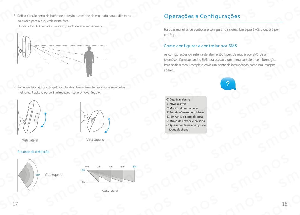 Como configurar e controlar por SMS As configurações do sistema de alarme são fáceis de mudar por SMS de um telemóvel. Com comandos SMS terá acesso a um menu completo de informação.