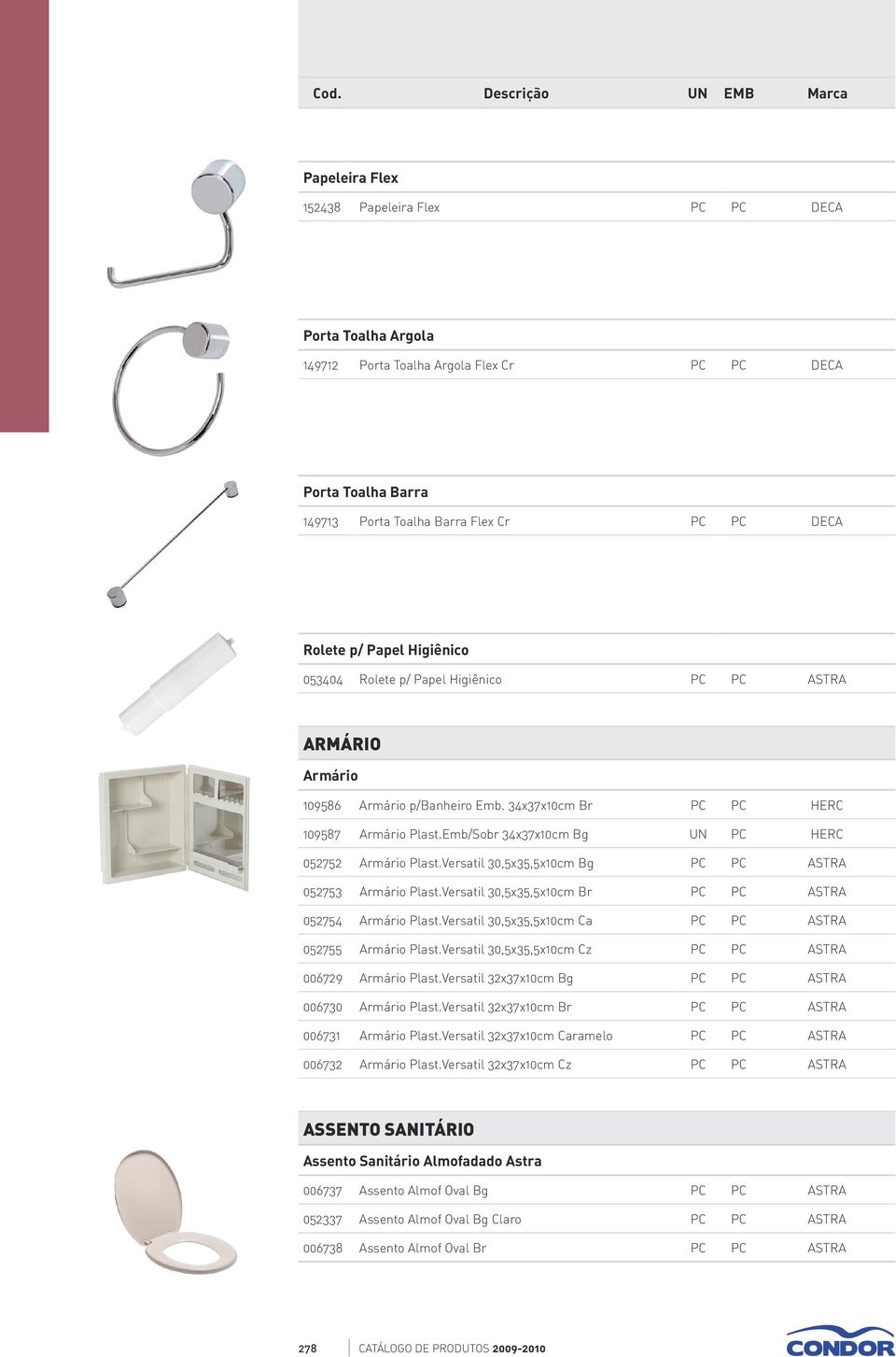 Emb/Sobr 34x37x10cm Bg UN PC HERC 052752 Armário Plast.Versatil 30,5x35,5x10cm Bg PC PC ASTRA 052753 Armário Plast.Versatil 30,5x35,5x10cm Br PC PC ASTRA 052754 Armário Plast.