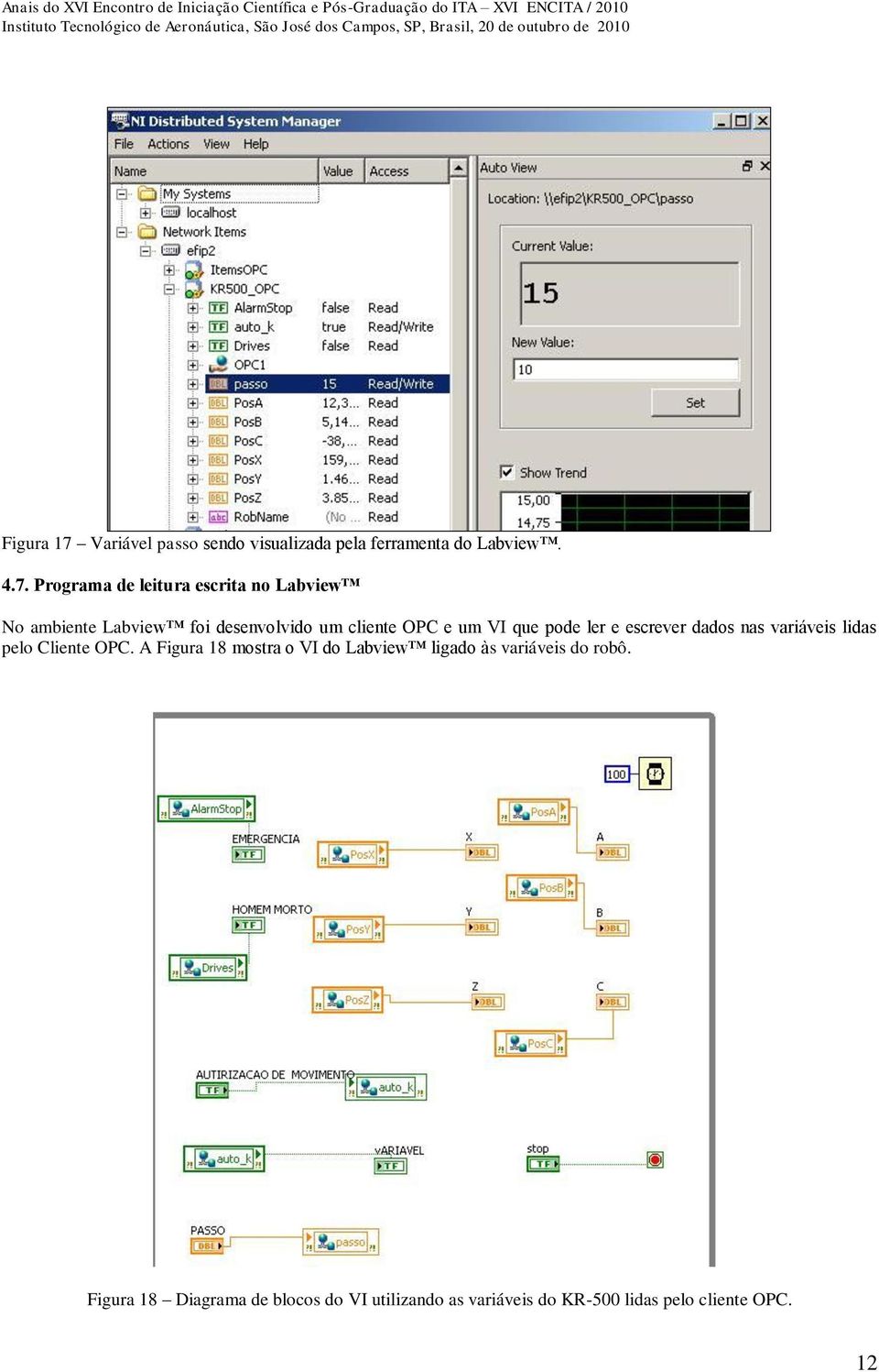 Programa de leitura escrita no Labview No ambiente Labview foi desenvolvido um cliente OPC e um VI