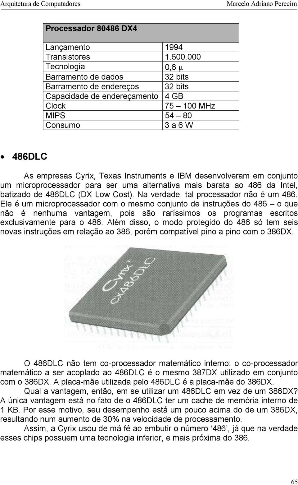 Instruments e IBM desenvolveram em conjunto um microprocessador para ser uma alternativa mais barata ao 486 da Intel, batizado de 486DLC (DX Low Cost). Na verdade, tal processador não é um 486.