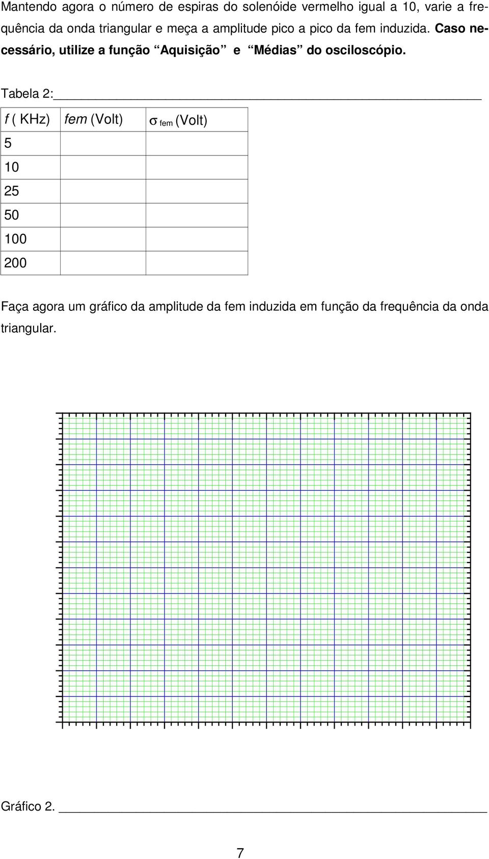 Caso necessário, utilize a função Aquisição e Médias do osciloscópio.