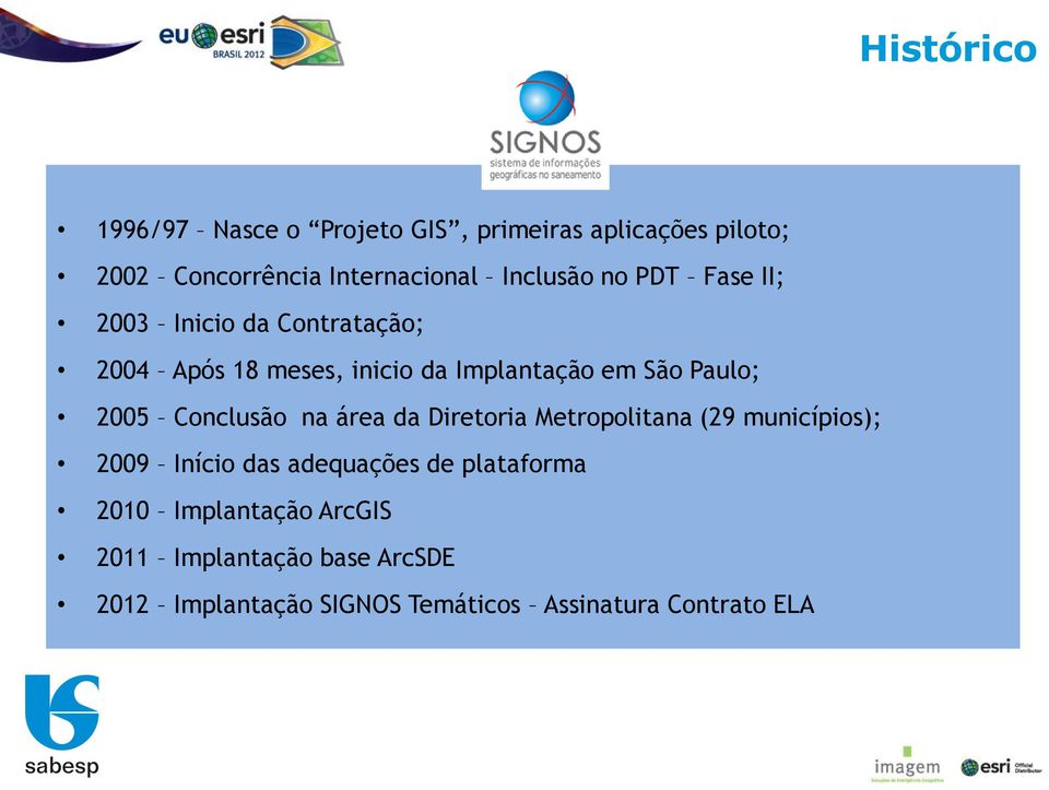 Paulo; 2005 Conclusão na área da Diretoria Metropolitana (29 municípios); 2009 Início das adequações de