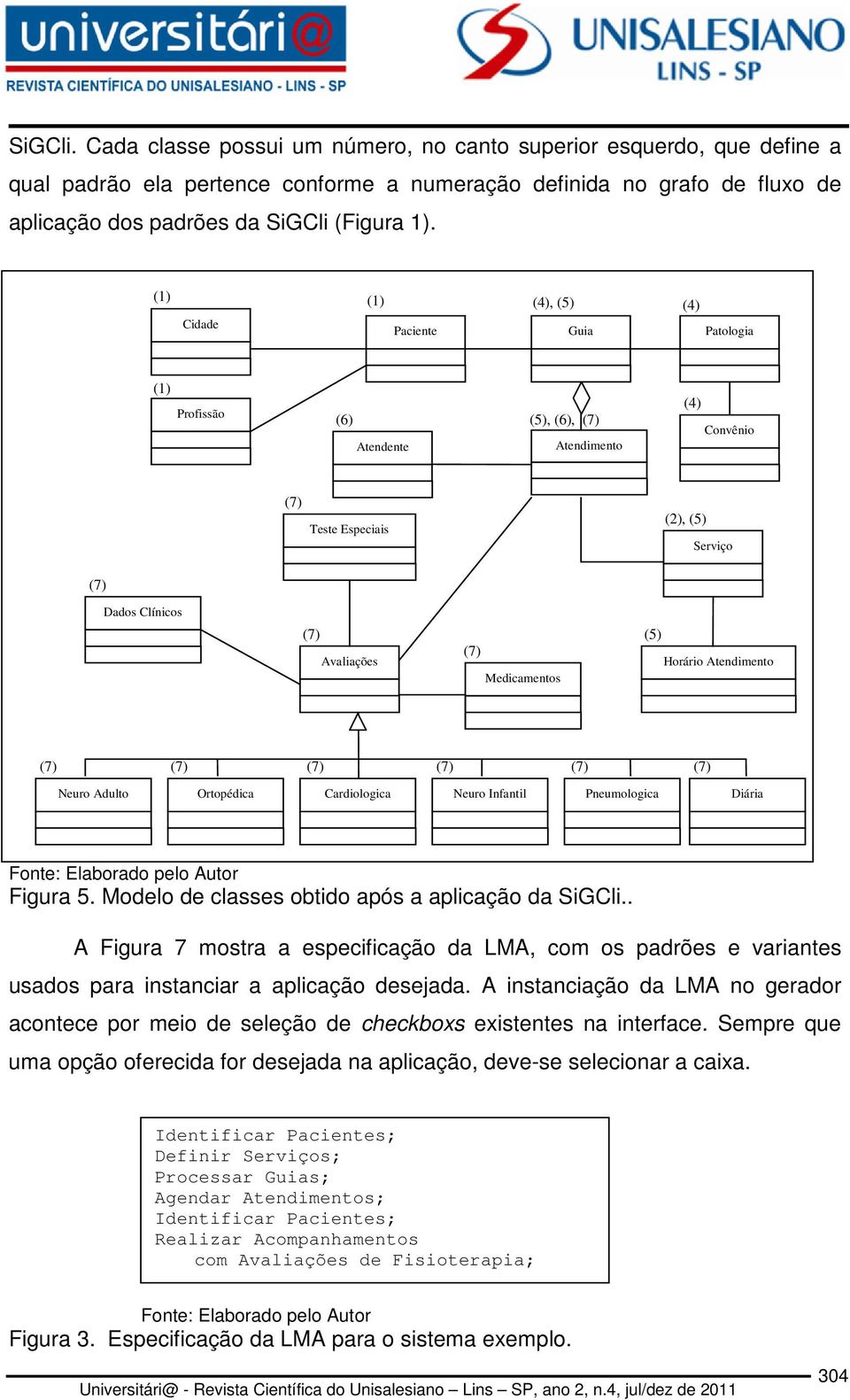 Atendimento Neuro Adulto Ortopédica Cardiologica Neuro Infantil Pneumologica Diária Fonte: Elaborado pelo Autor Figura 5. Modelo de classes obtido após a aplicação da SiGCli.