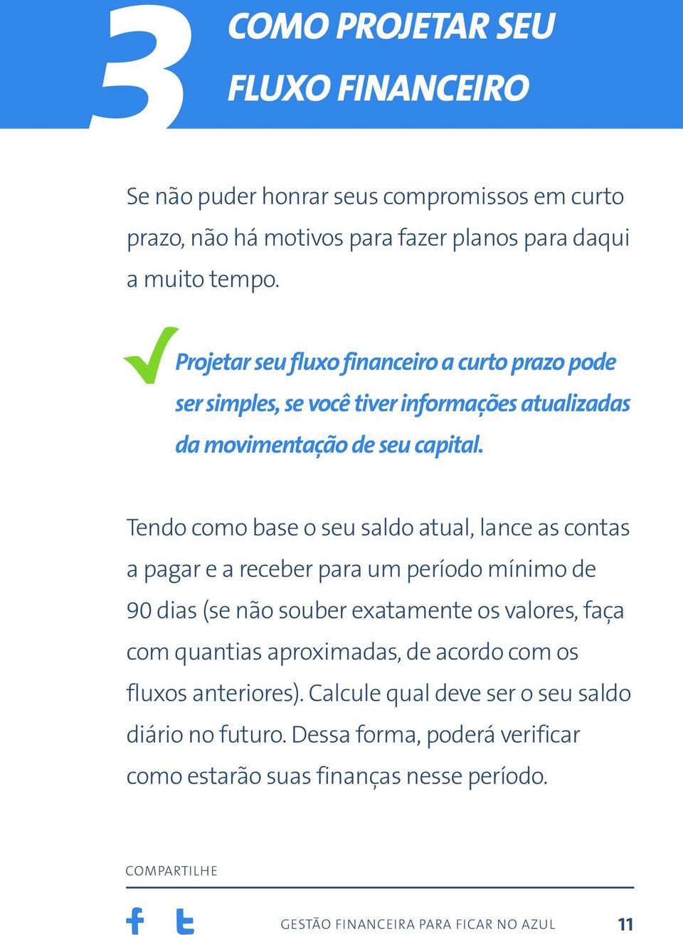 Tendo como base o seu saldo atual, lance as contas a pagar e a receber para um período mínimo de 90 dias (se não souber exatamente os valores, faça com