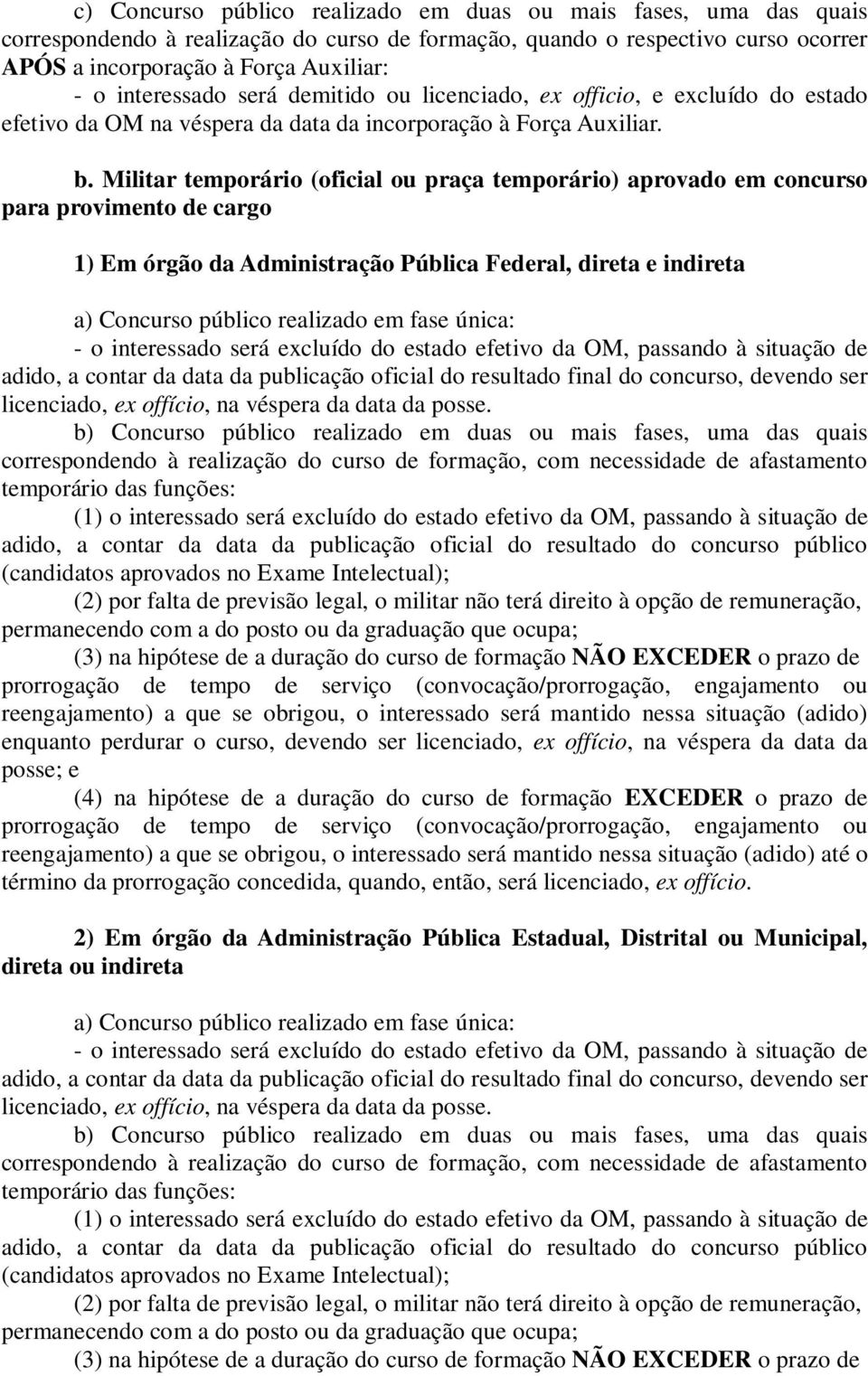 Militar temporário (oficial ou praça temporário) aprovado em concurso para provimento de cargo 1) Em órgão da Administração Pública Federal, direta e indireta adido, a contar da data da publicação