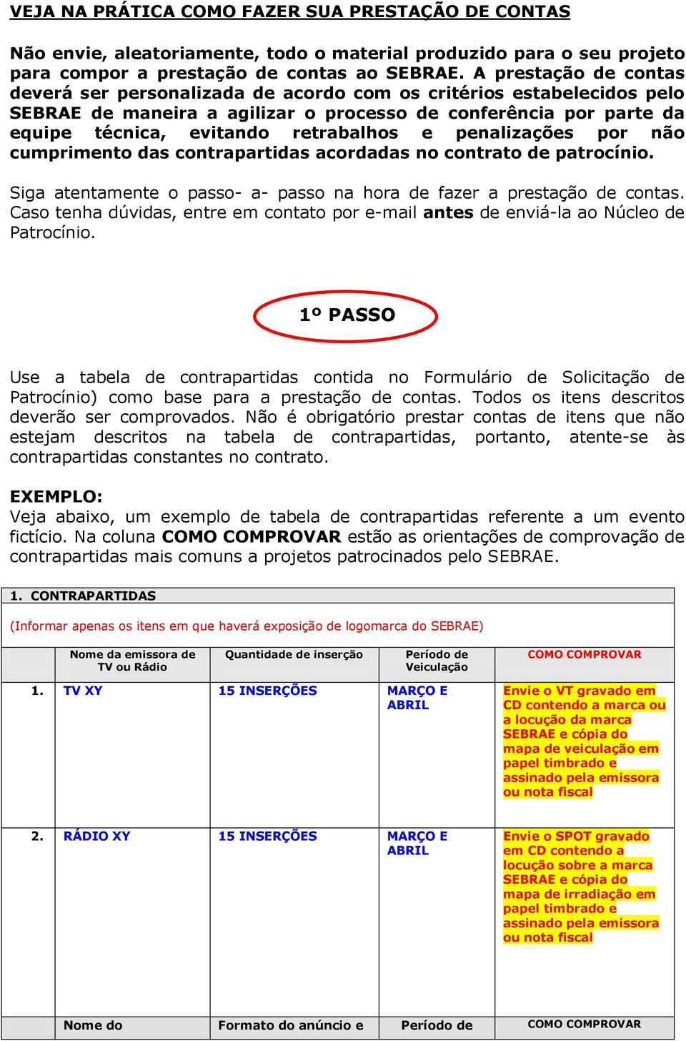 penalizações por não cumprimento das contrapartidas acordadas no contrato de patrocínio. Siga atentamente o passo- a- passo na hora de fazer a prestação de contas.