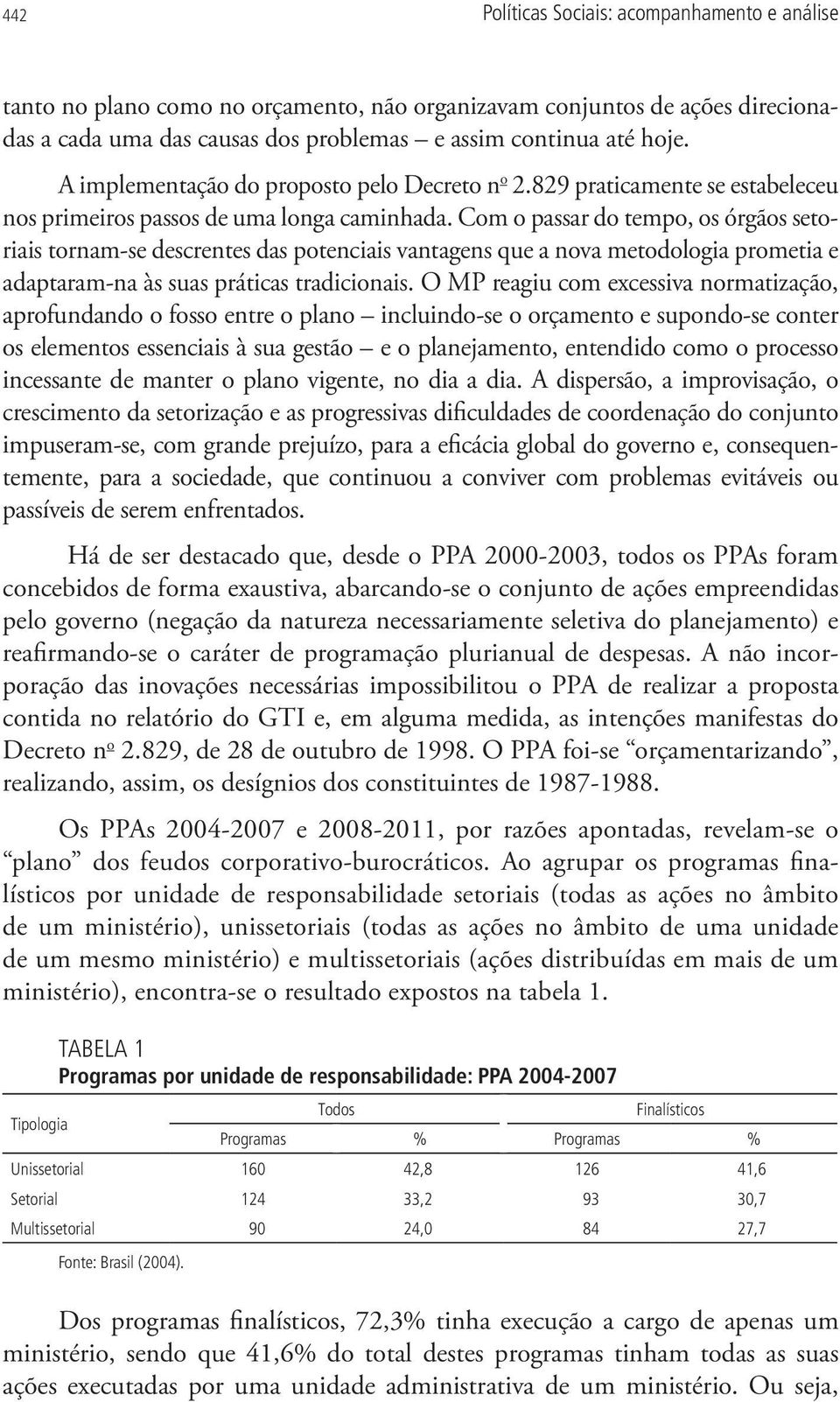 Com o passar do tempo, os órgãos setoriais tornam-se descrentes das potenciais vantagens que a nova metodologia prometia e adaptaram-na às suas práticas tradicionais.