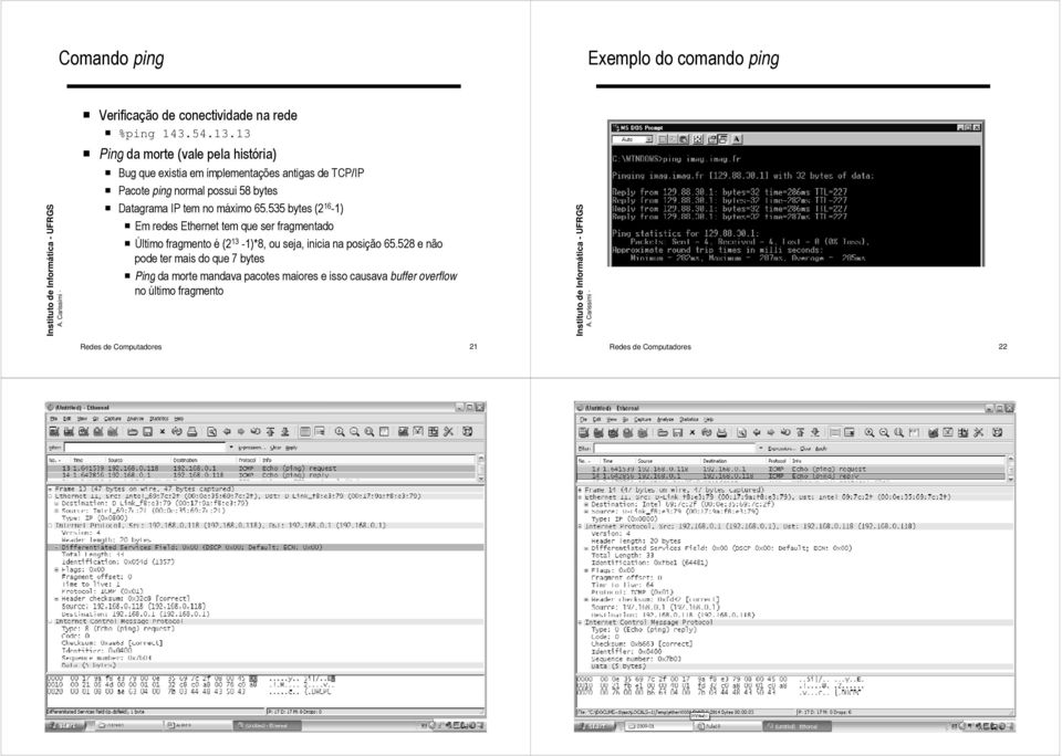 535 bytes (2 16-1) Em redes Ethernet tem que ser fragmentado Último fragmento é (2 13-1)*8, ou seja, inicia na posição 65.