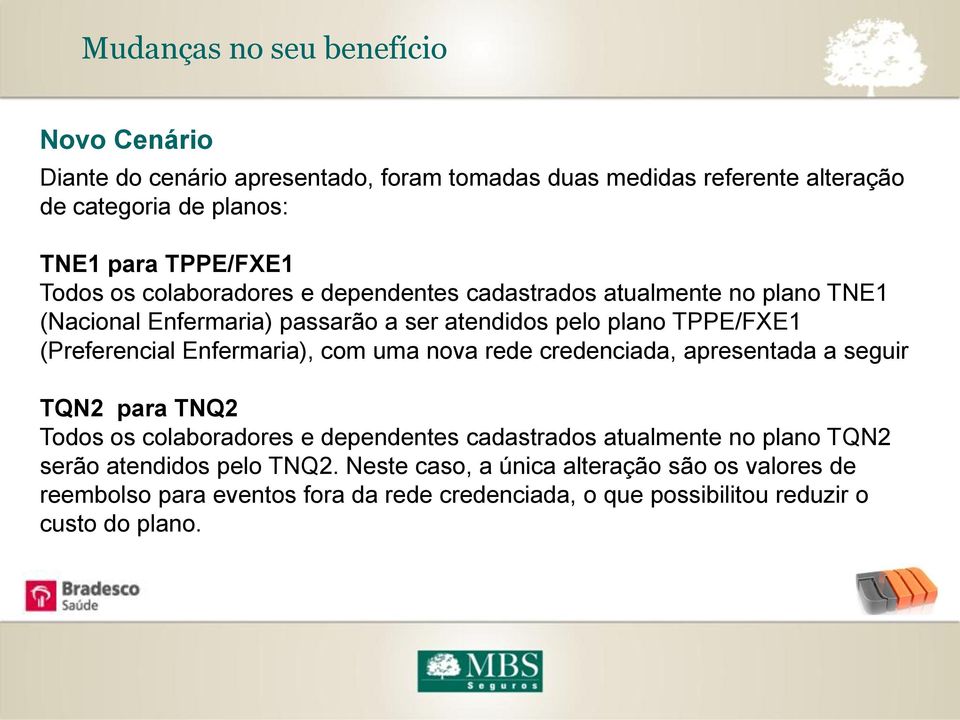 (Preferencial Enfermaria), com uma nova rede credenciada, apresentada a seguir TQN2 para TNQ2 Todos os colaboradores e dependentes cadastrados atualmente no