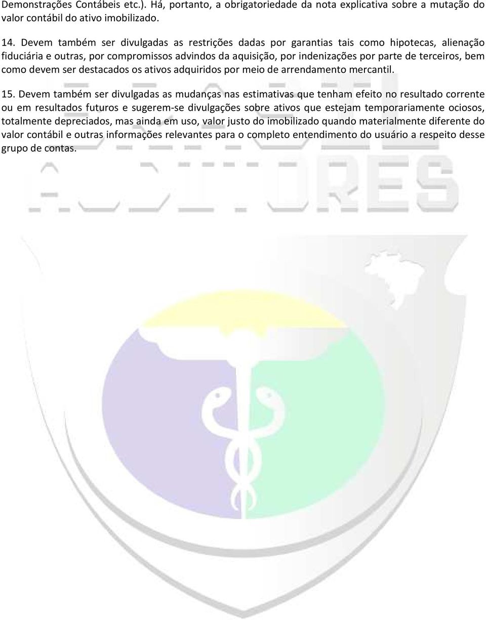 como devem ser destacados os ativos adquiridos por meio de arrendamento mercantil. 15.