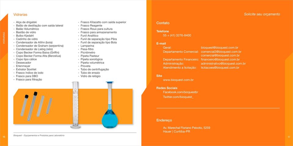 Extrator Soxhlet - Frasco índice de iodo - Frasco para DBO - Frasco para filtração - Frasco Kitazatto com saída superior - Frasco Reagente - Frasco Roux para cultura - Frasco para armazenamento -